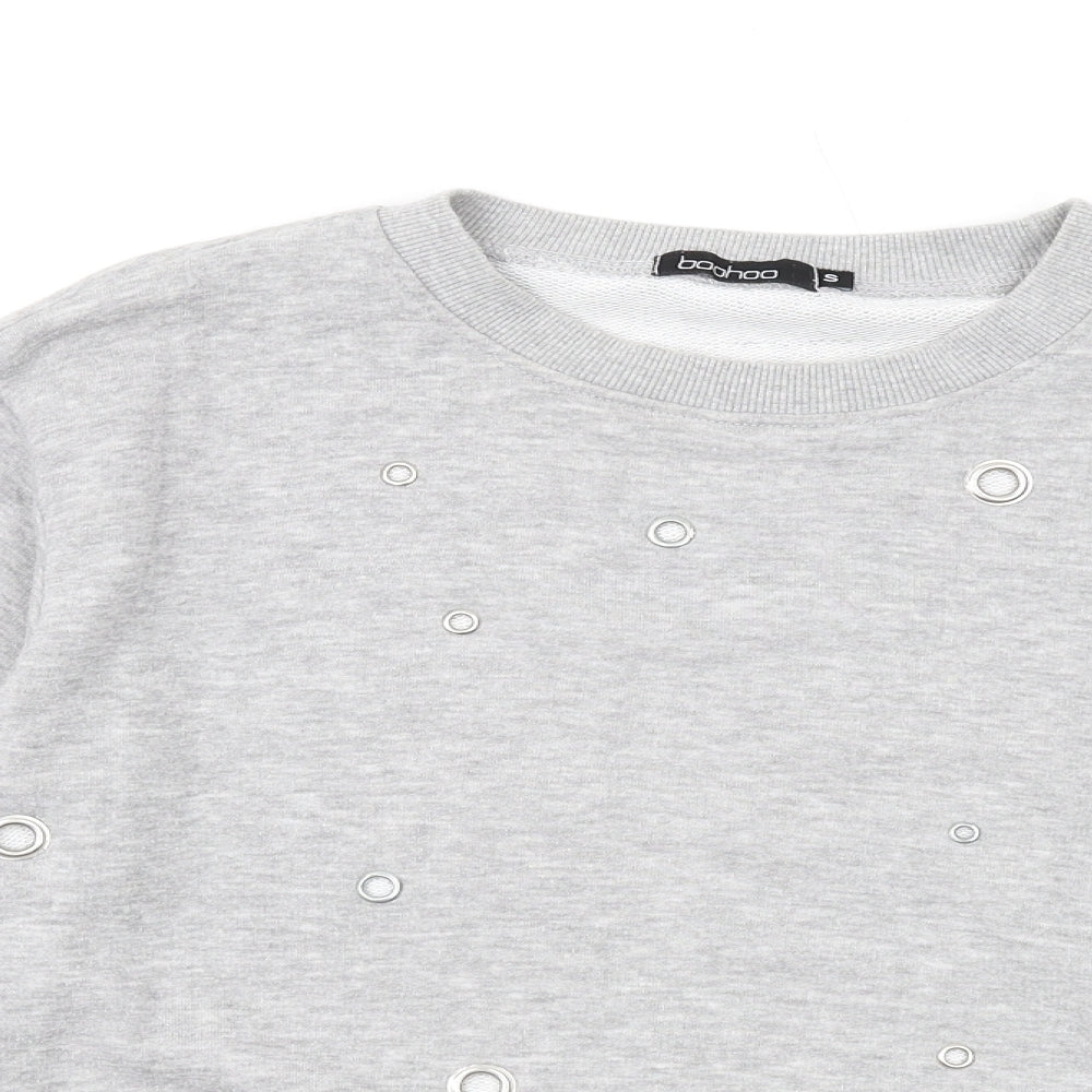 Boohoo Womens Grey Polyester Pullover Sweatshirt Size S Pullover