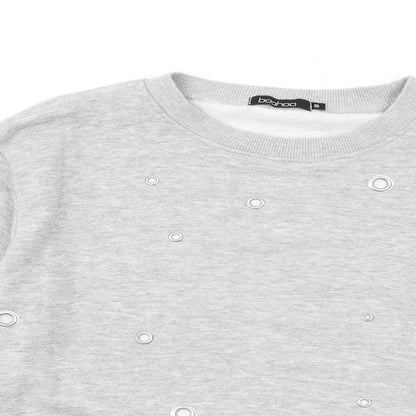 Boohoo Womens Grey Polyester Pullover Sweatshirt Size S Pullover