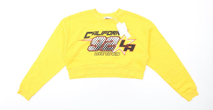 Bershka Womens Yellow Cotton Pullover Sweatshirt Size XS Pullover