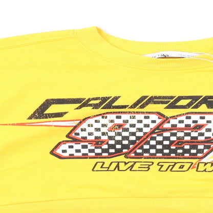 Bershka Womens Yellow Cotton Pullover Sweatshirt Size XS Pullover