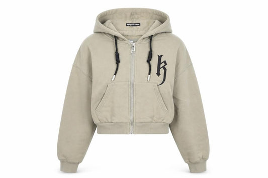 Future Gravity Key Womens Beige Cotton Full Zip Hoodie Size M Zip