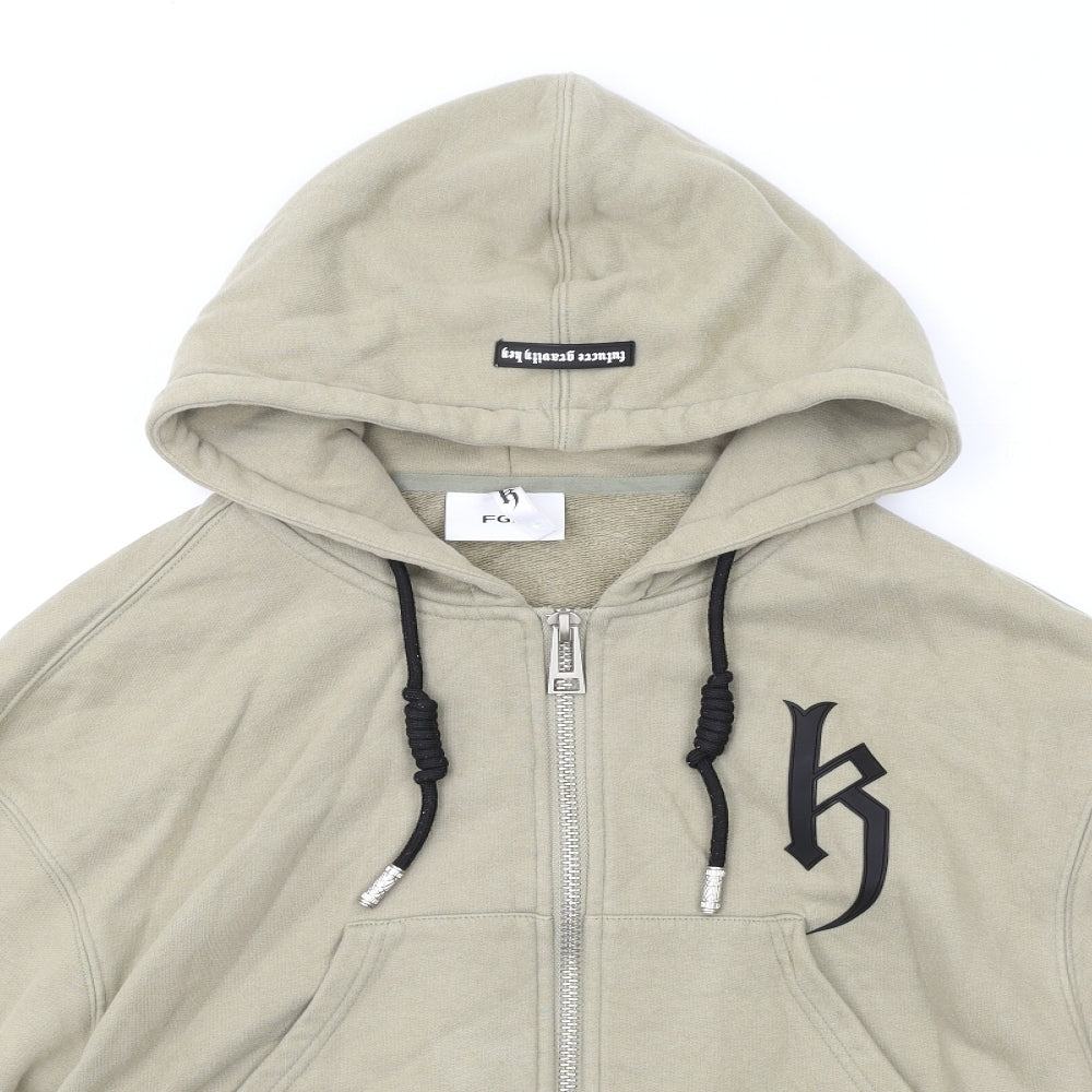 Future Gravity Key Womens Beige Cotton Full Zip Hoodie Size M Zip