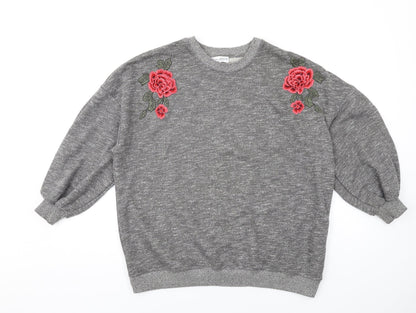 Womens UK Size S Pull&Bear Grey Pullover Sweatshirt