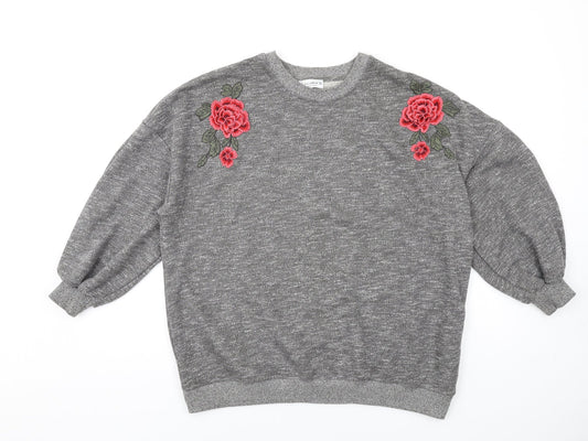 Womens UK Size S Pull&Bear Grey Pullover Sweatshirt