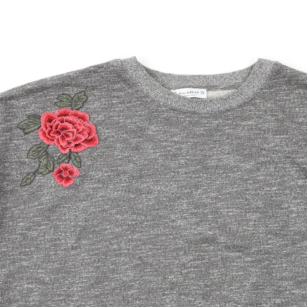 Womens UK Size S Pull&Bear Grey Pullover Sweatshirt