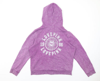 PINK Womens Purple Cotton Full Zip Hoodie Size XL Zip