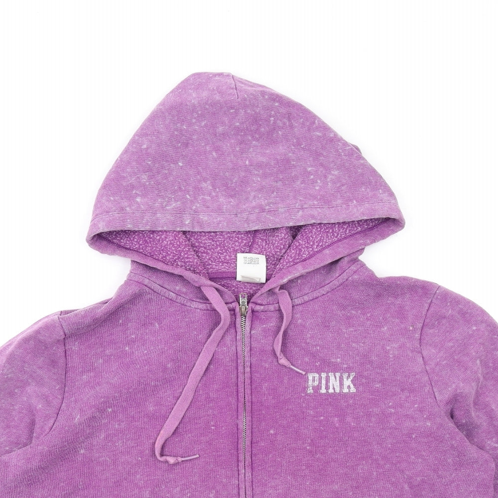 PINK Womens Purple Cotton Full Zip Hoodie Size XL Zip