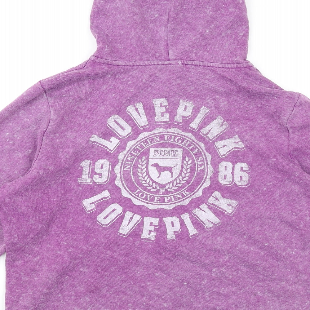 PINK Womens Purple Cotton Full Zip Hoodie Size XL Zip