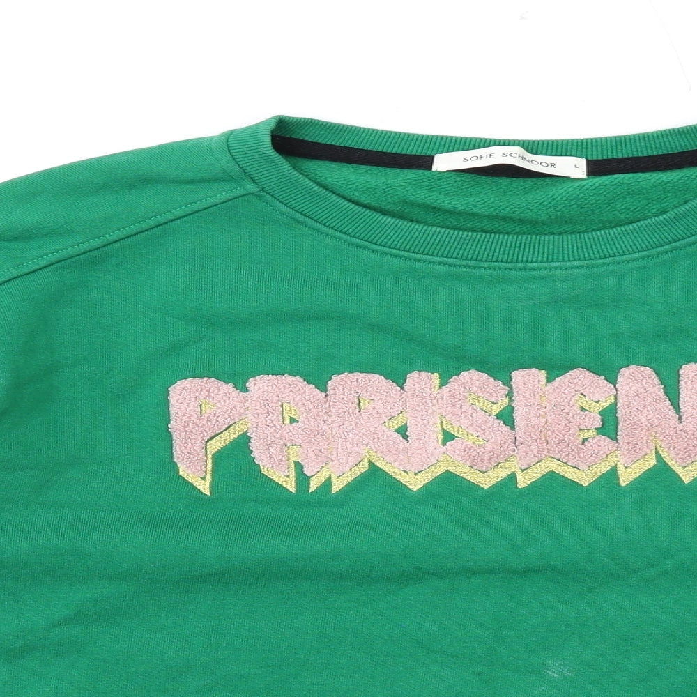 Sofie Schnoor Womens Green Polyester Pullover Sweatshirt Size L Pullover