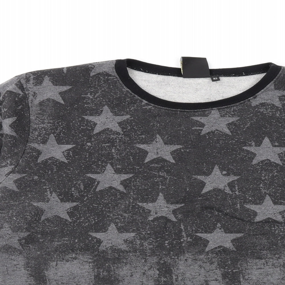 Two Bucks Womens Grey Polyester Pullover Sweatshirt Size XL Pullover