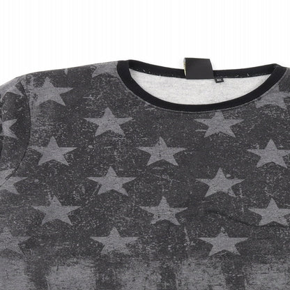 Two Bucks Womens Grey Polyester Pullover Sweatshirt Size XL Pullover
