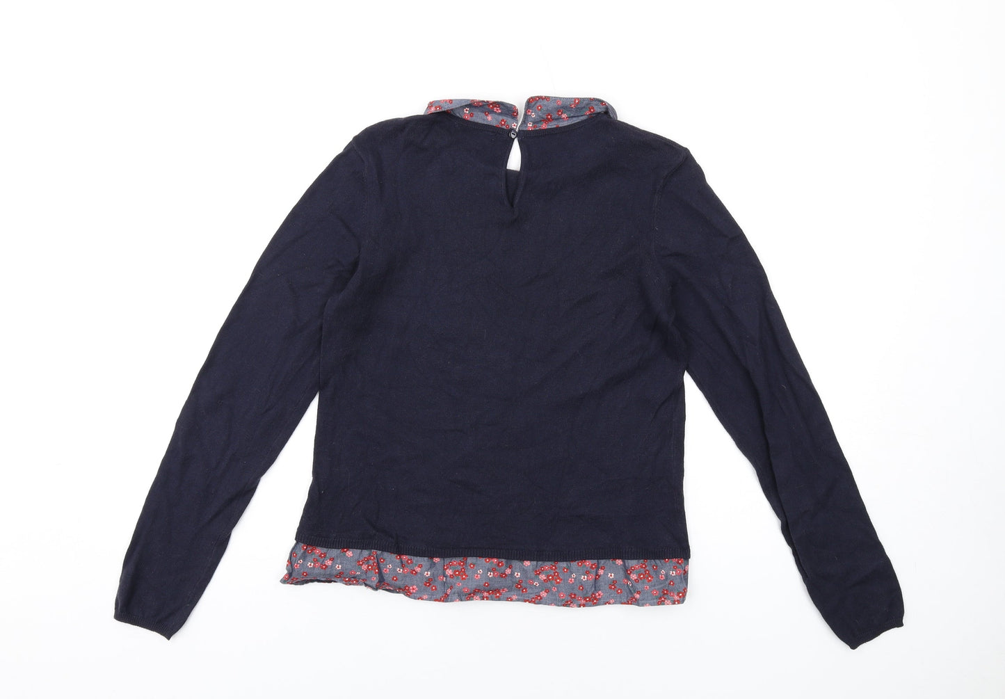 H&M Girls Blue Collared Acrylic Pullover Jumper Size 12-13 Years Button