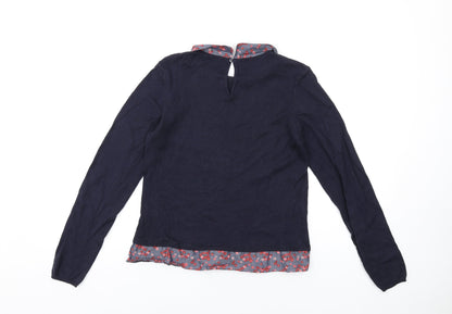 H&M Girls Blue Collared Acrylic Pullover Jumper Size 12-13 Years Button