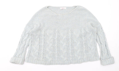 Coleen Womens Blue Round Neck Acrylic Pullover Jumper Size 14
