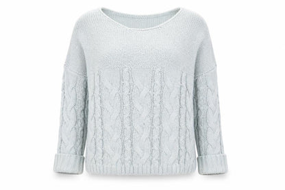 Coleen Womens Blue Round Neck Acrylic Pullover Jumper Size 14
