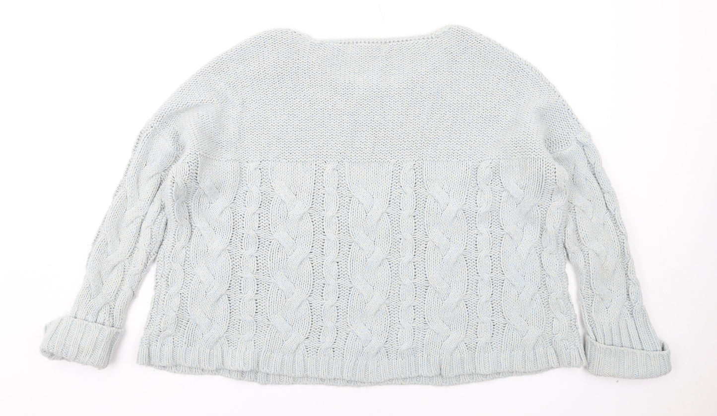 Coleen Womens Blue Round Neck Acrylic Pullover Jumper Size 14