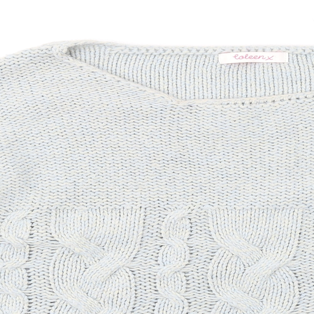 Coleen Womens Blue Round Neck Acrylic Pullover Jumper Size 14