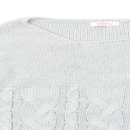 Coleen Womens Blue Round Neck Acrylic Pullover Jumper Size 14