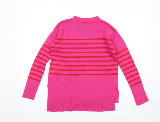 Gap Womens Pink Crew Neck Striped Nylon Pullover Jumper Size XS