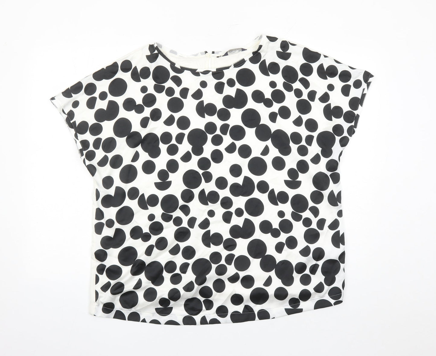 Marks and Spencer Womens White Polka Dot Viscose Basic Blouse Size 18 Round Neck