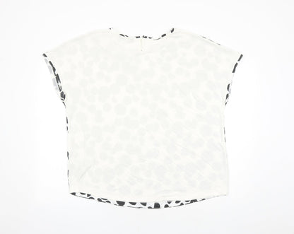 Marks and Spencer Womens White Polka Dot Viscose Basic Blouse Size 18 Round Neck