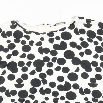 Marks and Spencer Womens White Polka Dot Viscose Basic Blouse Size 18 Round Neck