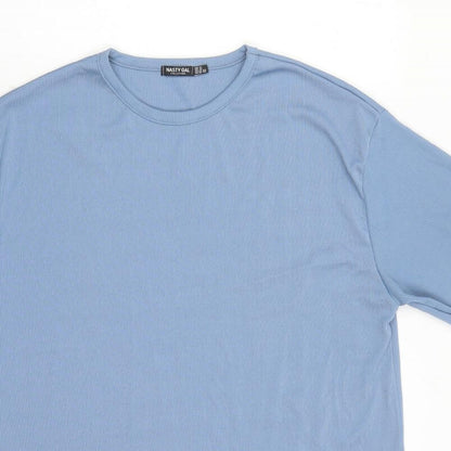 Nasty Gal Womens Blue Polyester T-Shirt Dress Size 16 Round Neck Pullover