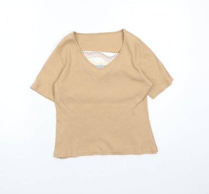 Womens UK Size 14 St Michael Brown Basic T-Shirt