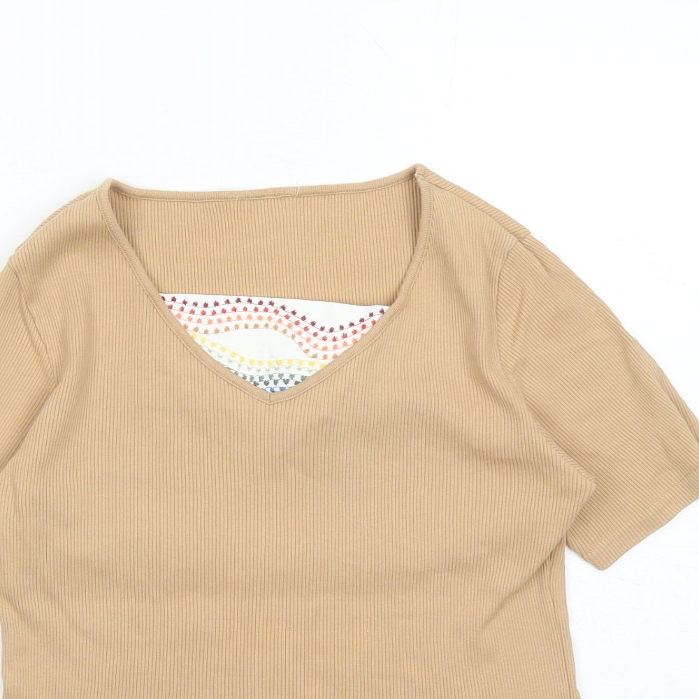Womens UK Size 14 St Michael Brown Basic T-Shirt