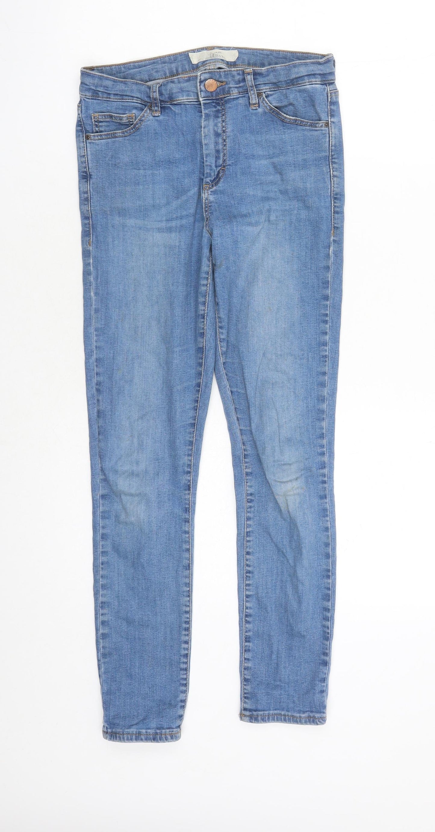 Topshop Womens Blue Cotton Skinny Jeans Size 28 in L26 in Regular Zip