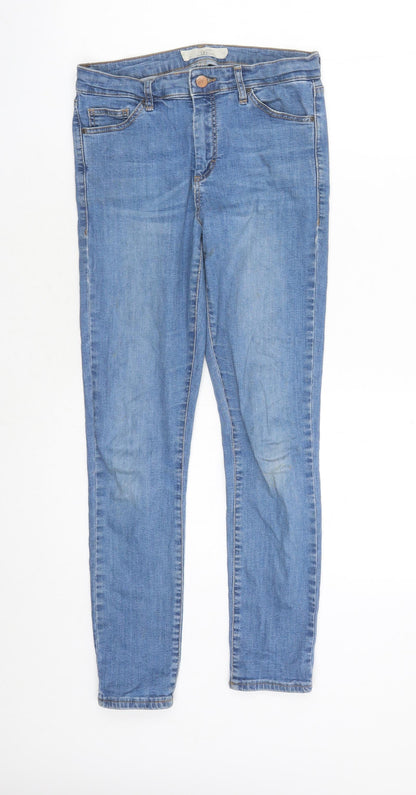 Topshop Womens Blue Cotton Skinny Jeans Size 28 in L26 in Regular Zip