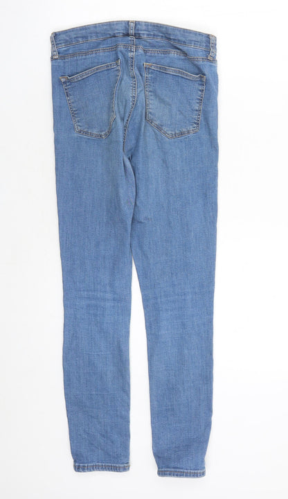 Topshop Womens Blue Cotton Skinny Jeans Size 28 in L26 in Regular Zip