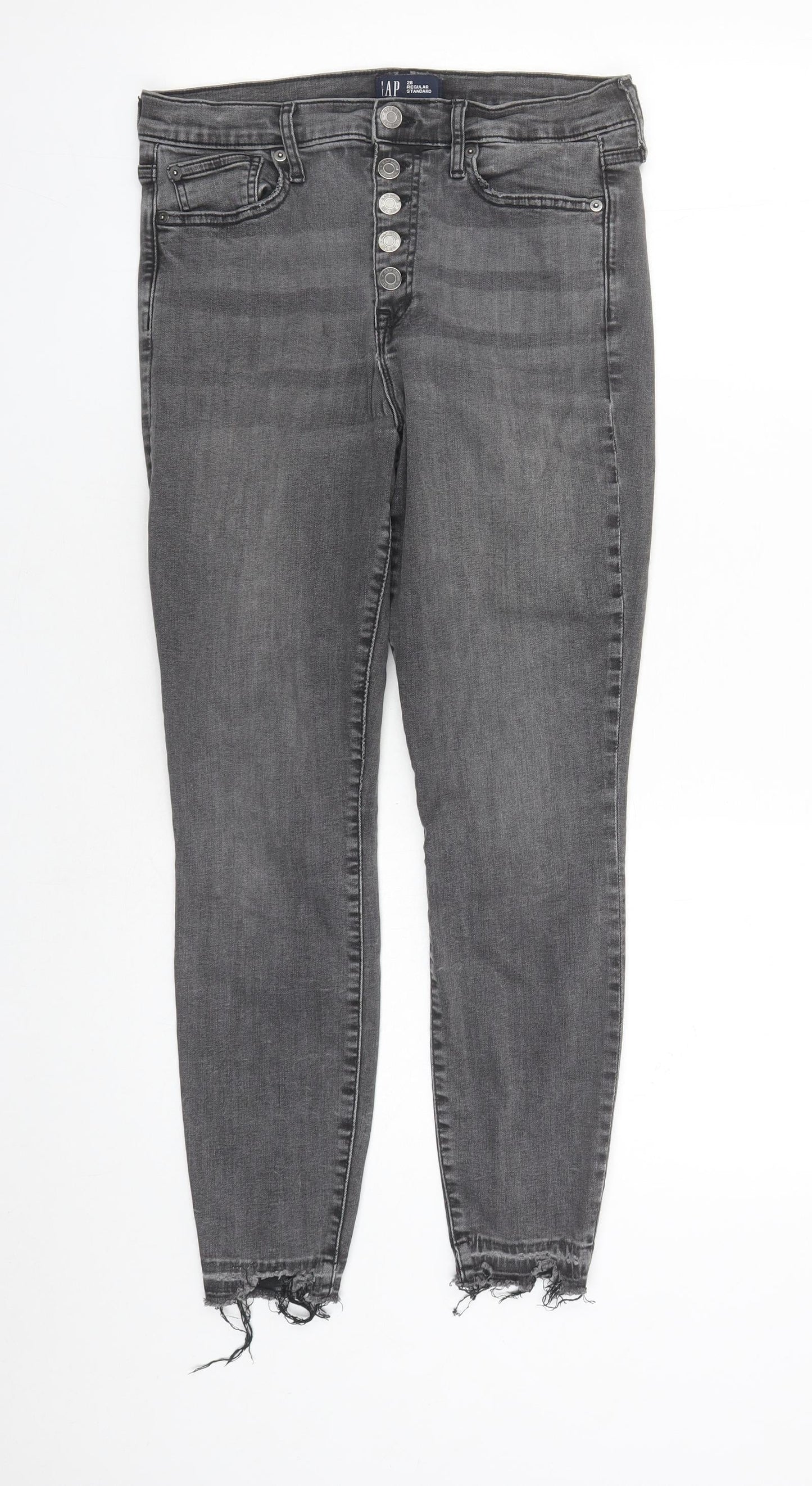 Gap Womens Grey Cotton Skinny Jeans Size 30 in L26 in Regular Button - Raw Hems