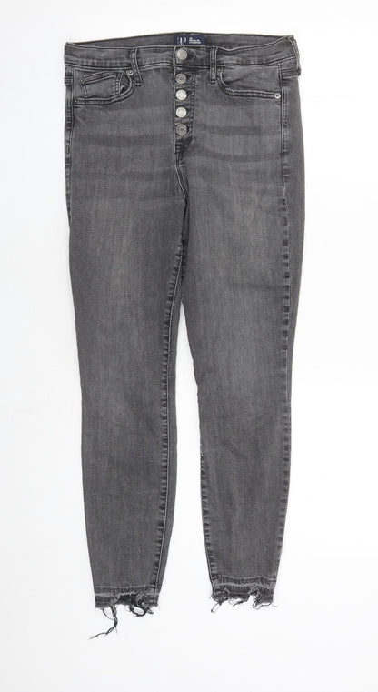 Gap Womens Grey Cotton Skinny Jeans Size 30 in L26 in Regular Button - Raw Hems