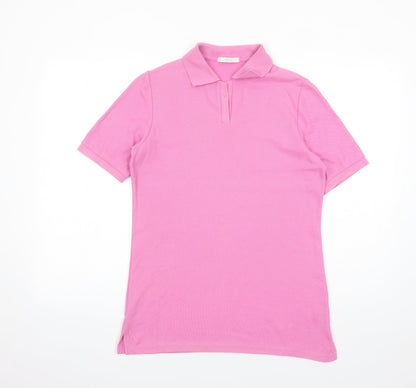 Marks and Spencer Womens Pink 100% Cotton Basic Polo Size 10 Collared