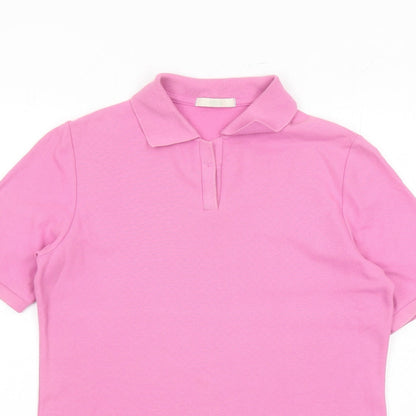 Marks and Spencer Womens Pink 100% Cotton Basic Polo Size 10 Collared