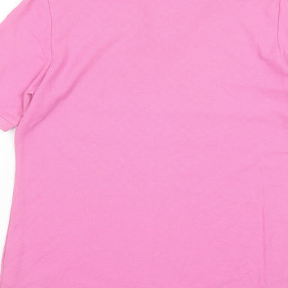 Marks and Spencer Womens Pink 100% Cotton Basic Polo Size 10 Collared