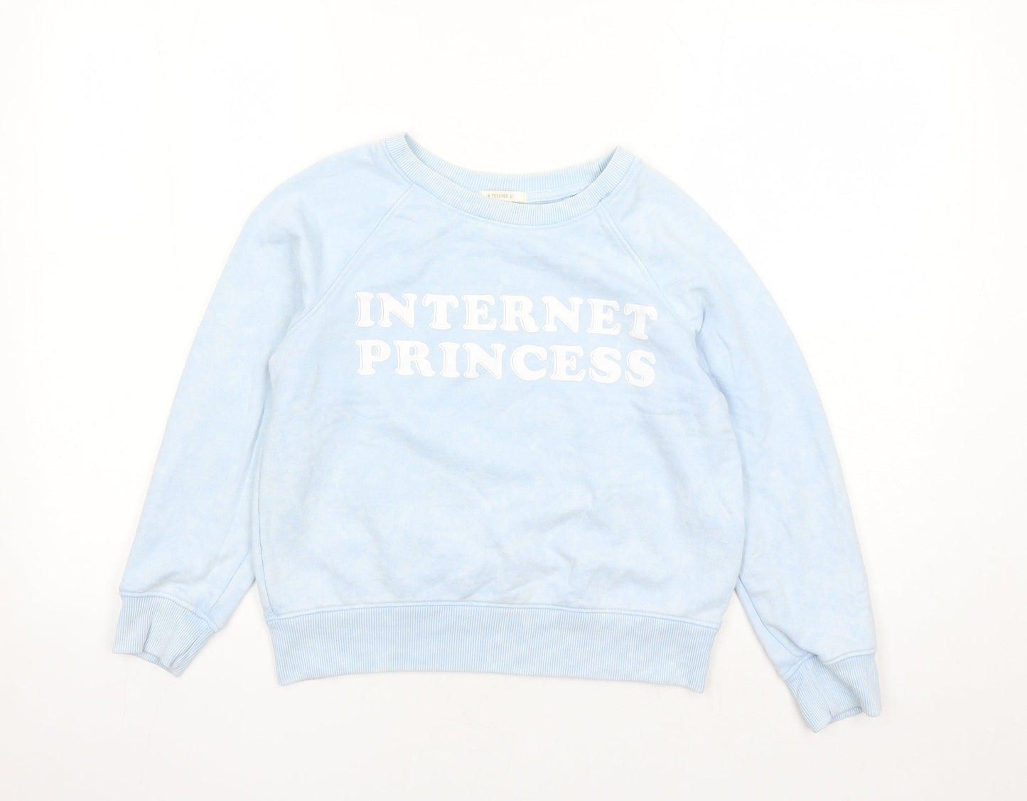 Womens UK Size S FOREVER 21 Blue Pullover Sweatshirt