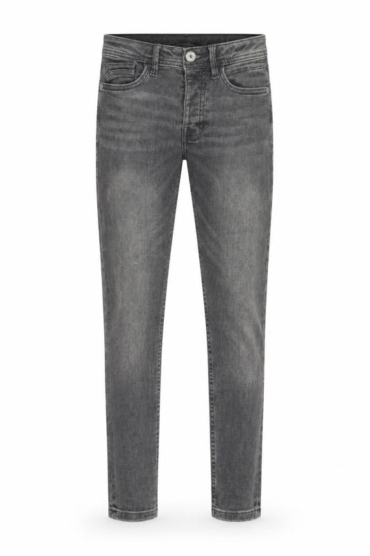 Front view of Denim & Co. men’s grey cotton skinny jeans, size 30, in, 28-inch leg regular zip - pockets