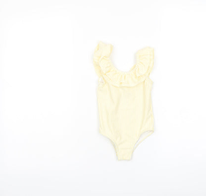 Marks and Spencer Girls Yellow Striped Polyester Babygrow One-Piece Size 9-12 Months Pullover - Swimwear
