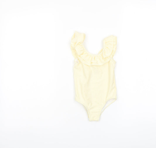 Marks and Spencer Girls Yellow Striped Polyester Babygrow One-Piece Size 9-12 Months Pullover - Swimwear
