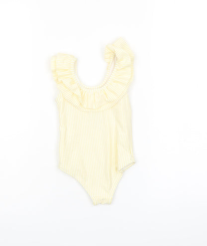 Marks and Spencer Girls Yellow Striped Polyester Babygrow One-Piece Size 9-12 Months Pullover - Swimwear