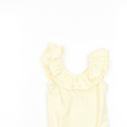 Marks and Spencer Girls Yellow Striped Polyester Babygrow One-Piece Size 9-12 Months Pullover - Swimwear
