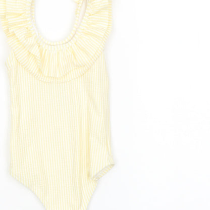 Marks and Spencer Girls Yellow Striped Polyester Babygrow One-Piece Size 9-12 Months Pullover - Swimwear