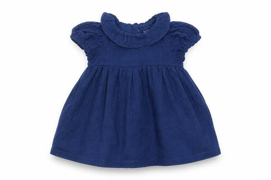 Marks and Spencer Girls Blue Cotton A-Line Size 3-6 Months Collared Button