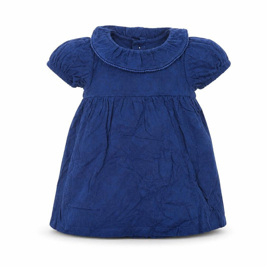 Marks and Spencer Girls Blue Cotton A-Line Size 3-6 Months Collared Button