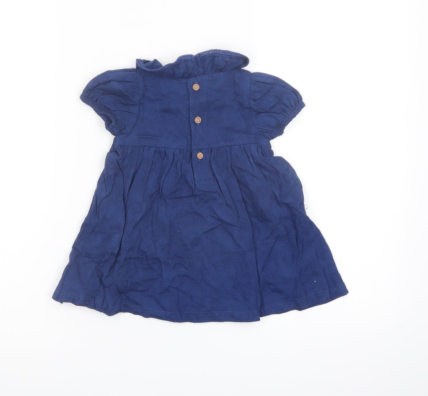 Marks and Spencer Girls Blue Cotton A-Line Size 3-6 Months Collared Button