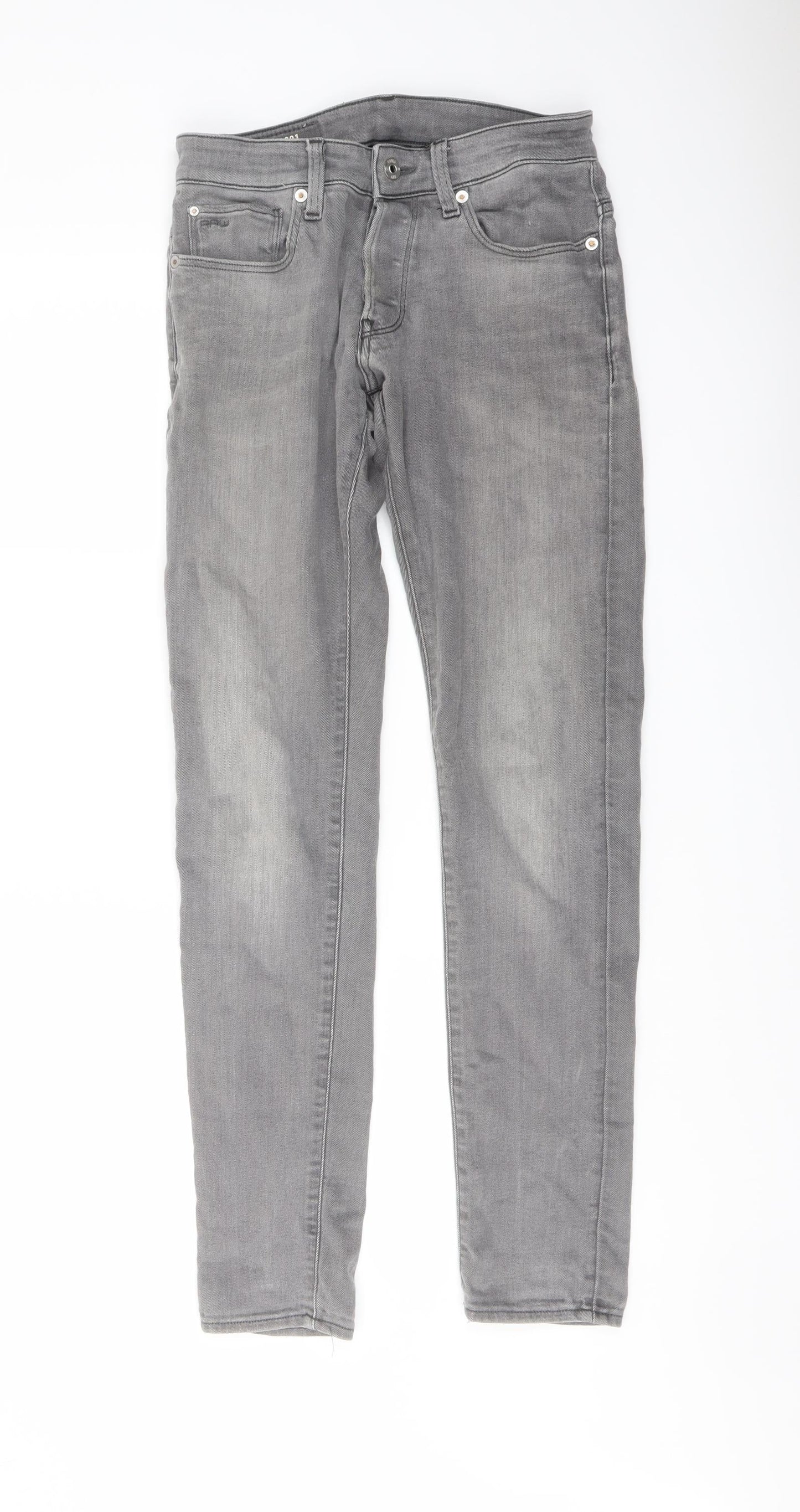 Mens UK Size 28 in Raw Regular Fit Skinny Grey Jeans