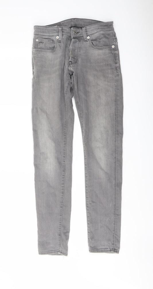 Mens UK Size 28 in Raw Regular Fit Skinny Grey Jeans