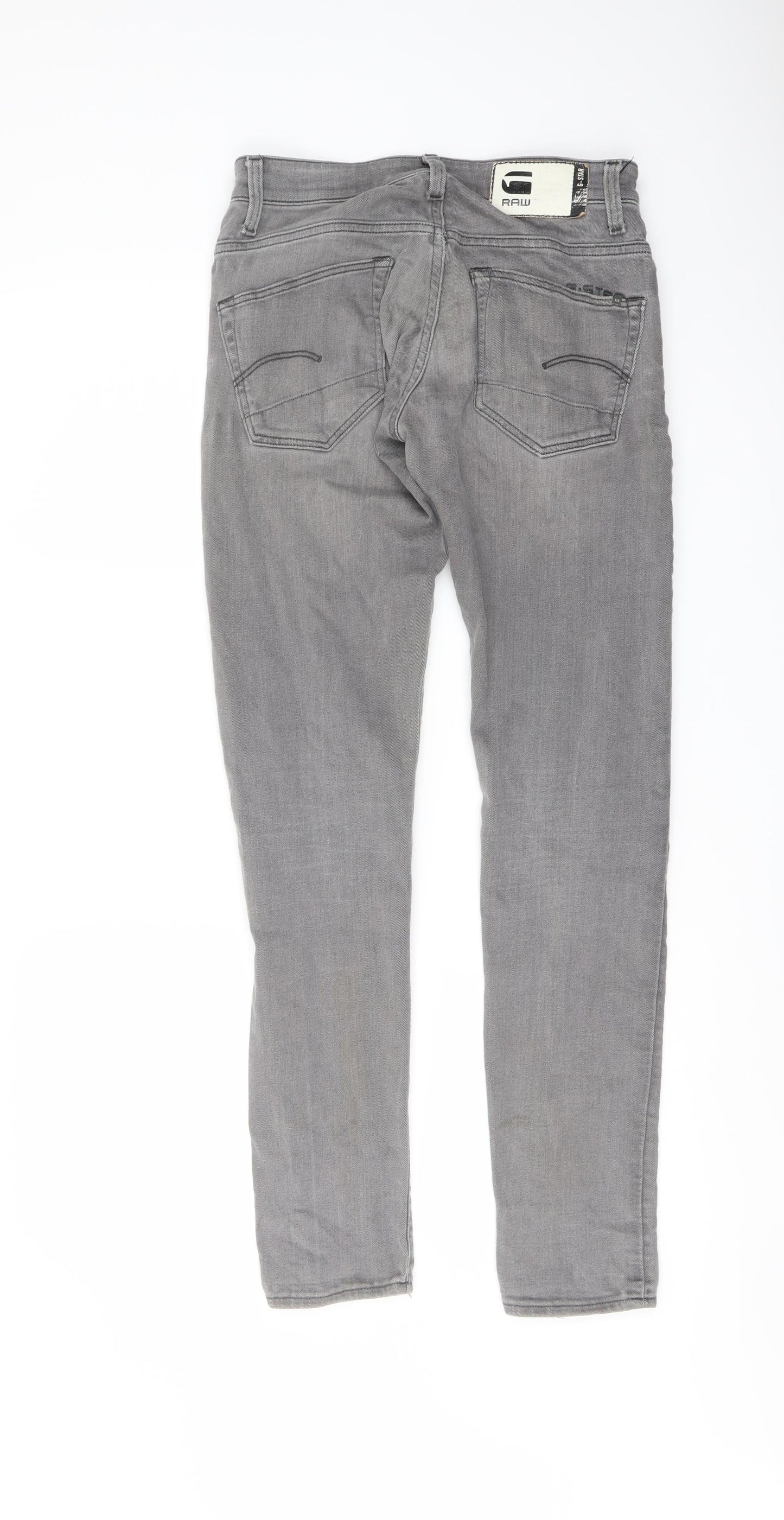Mens UK Size 28 in Raw Regular Fit Skinny Grey Jeans